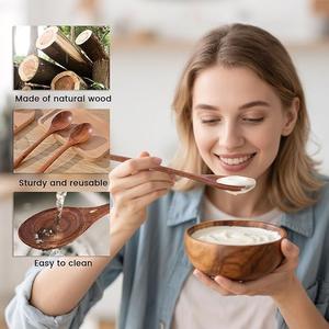 Cuchara de Té de Madera Natural, Cuchara para Café y Azúcar de Grado Alimenticio, Reutilizable, Ecológica, con Agarre Cómodo - Product Image 1
