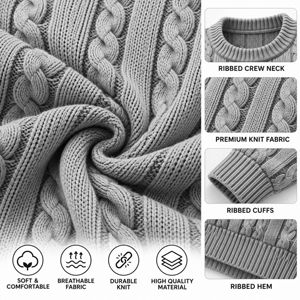 Suéter de Punto Trenzado con Logotipo Personalizado para Hombre, Cuello Redondo y Mangas Largas, Fabricante de Ropa de Marca Privada al por Mayor, OEM - Product Image 5