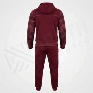 Men's Hooded Tracksuit Set Maroon Geometric Print <b>Full</b> <b>Zip</b> <b>Sweatshirt</b> Joggers Casual Sportswear Autumn Wear - Product Image 2