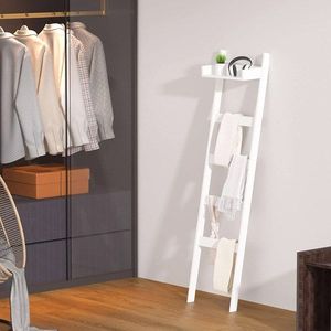 Scaffale a 5 livelli in bambù per coperte, decorativo, porta asciugamani, trapunti e sciarpe per il bagno - Product Image 5