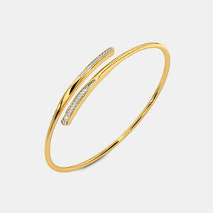 Brazalete de Oro con Barras Cruzadas de Diamantes y Diamantes Redondos Cultivados en Laboratorio - Product Image 1