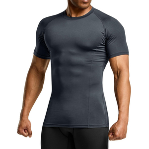 <b>Men</b> Slim Fit O Neck <b>Short</b> <b>Sleeve</b> Quick Dry Sporty T <b>Shirt</b> Solid Color Knitted Polyester Logo Printed <b>White</b> Black Gray <b>men</b> sporty - Product Image 1