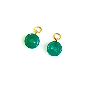Colgante de Piedra Preciosa Tallada en Forma de Donut de Ónix Verde Natural de 15 mm, Chapado en Oro, Colgante de Piedra de Ónix Natural para Fabricación de Joyas - Product Image 2