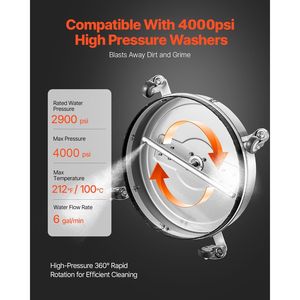 Pulitore per Superfici in Acciaio Inox da 20 Pollici con 4 Ruote, Alta Pressione 4500 PSI Max, Attacco Rapido 3/8 per Idropulitrici - Product Image 4