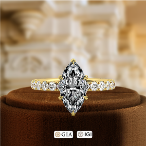 Anillo de Compromiso con Diamante Marquise de 1.5CT, Diamante Cultivado en Laboratorio con Certificado IGI, Anillo de Bodas de Oro de 14k, Regalos de Aniversario para Mujeres - Product Image 3