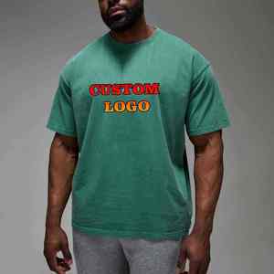 Custom Logo Men's <b>Green</b> Cotton T-Shirt Short Sleeve O-Neck Casual Streetwear Printed Jersey Fit Regular - Product Image 4