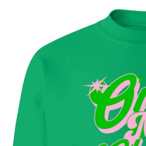 Sudadera Gráfica Verde One Nine Oh Eight con Cuello Redondo, Manga Larga, Puños Acanalados, Top Casual de Forro Polar para Mujer, Moda Urbana - Product Image 2