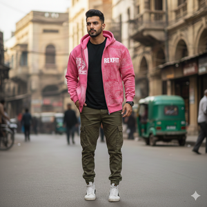 Sudadera con capucha y cremallera completa Rexfit Sports Premium, personalizada con impresión DTG, lavado ácido, forro polar grueso, estilo urbano, OEM - Product Image 2