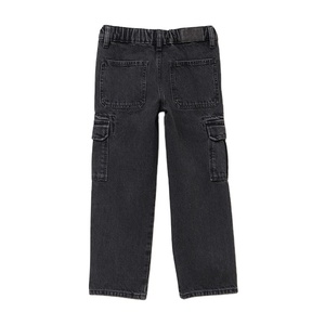 Jean cargo noir pour garçons, 100 % coton, taille mi-haute, longueur cheville, taille élastique, 6 poches, respirant, séchage rapide, résistant à la décoloration, taille plus - Product Image 3