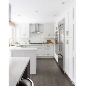 Armoire de cuisine modulaire à fermeture amortie en gros, sur mesure OEM, armoire de cuisine blanche style Shaker CANA avec espace pour évier, prix d'usine - Product Image 4