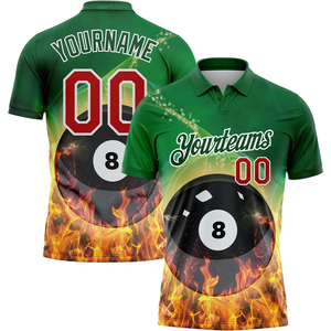 Polo personnalisé Flame 8-Ball pour homme, manches courtes, respirant, vêtements de sport pour les équipes de billard, design imprimé numérique - Product Image 6