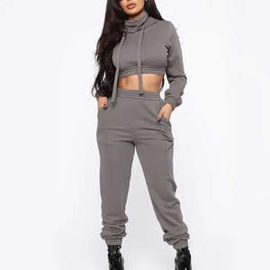 ชุดสูทกันเหงื่อของผู้หญิงชุดออกกำลังกายผ้าฝ้ายมีฮู้ดและกางเกงซับเหงื่อสำหรับฤดูหนาว - Product Image 3