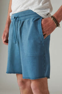 Customized Men's Light Blue Cotton <b>Shorts</b> With Drawstring Waist And Front Logo Casual Knitted <b>Shorts</b> - Product Image 3