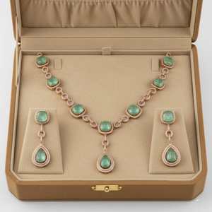 Pendentif en argent 925 Gajaah |   Bijoux de mariage |   Collier indien statement |   Collier tendance en émeraudes et diamants Polki - Product Image 4