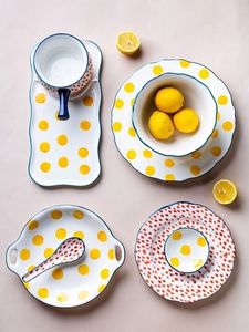 Plats à riz en céramique plaquée de qualité supérieure, élégants et modernes, vaisselle élégante avec des détails classiques intemporels pour les repas quotidiens - Product Image 3