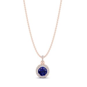 REYES Luxurious Round Cut 2.73Ct Blue Sapphire Gemstone Pendant Chain <b>Necklace</b> in 925 Sterling <b>Silver</b> Moissanite Fine Jewelry - Product Image 6
