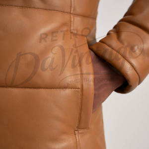 Abrigo Largo Acolchado de Cuero Sintético para Hombre, Chaqueta de Invierno con Capucha, Parka Acolchada de Cuero Sintético - Product Image 6