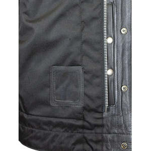 Gilet moto classique en cuir matelassé noir pour homme, gilet de club de motard sans manches en cuir véritable avec poches avant - Product Image 3