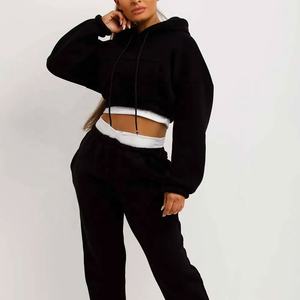 Venta al por mayor sudadera y pantalones de cuello redondo de gran tamaño WomenChándal 100% algodón HeavyFleece 350Gsm Mejor Material - Product Image 3