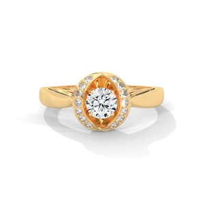 Anillo de Diamante Cultivado en Laboratorio con Corte Oval Vintage, Anillo de Compromiso Chapado en Oro para Mujer - Product Image 1