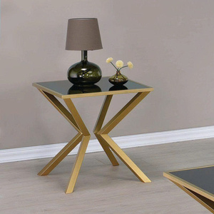 Luxury Geometric Metal Side <b>Table</b> with Glass Top Modern Decorative End <b>Table</b> <b>for</b> Home and Hotel - Product Image 4