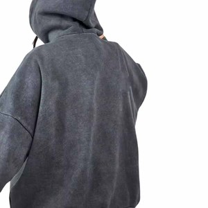 2026 OEM Custom Distressed Patch Embroidery Logo Acid Wash Vintage Pullover Hoodie Flared Sweats Heavyweight Tracksuit For Sale - Product Image 6