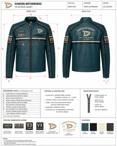 เสื้อแจ็คเก็ตมอเตอร์ไซค์หนัง PU สำหรับผู้ชาย ยี่ห้อ Dawson Motorworks คอตั้ง ปิดด้วยซิป กันลม สไตล์นักขี่มอเตอร์ไซค์ - Product Image 6