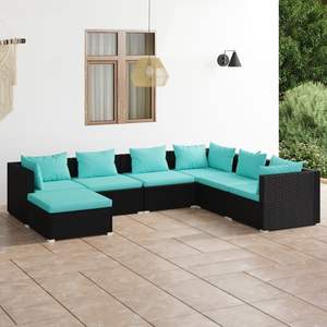 Conjunto de Muebles de Jardín en Negro y Azul Agua, Elegantes Muebles de Patio para Entretenimiento al Aire Libre - Product Image 1