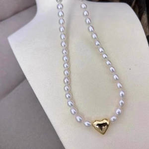 Collar de Doble Capa con Cuentas de Memoria, Cadena de Sonrisa con Cuentas Múltiples, con Luz Intensa, Impecable, de 3-4 mm y 7-8 mm, Collar con Colgante AK de Agua Dulce - Product Image 1