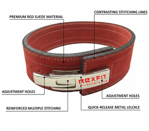 Cinturón de levantamiento de pesas Rexfit Sports de cuero, cinturón de soporte lumbar para entrenamiento de fuerza durante el gimnasio y entrenamiento de fuerza. - Product Image 3