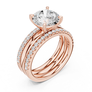 Anillo de Compromiso de Oro Rosa con Diamante Cultivado en Laboratorio, Corte Redondo, Anillo de Boda con Pavé, Joyería Nupcial Elegante para Mujer - Product Image 3