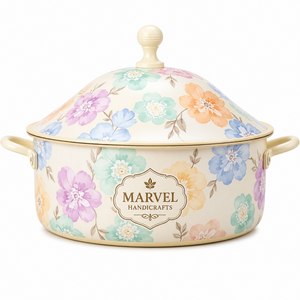 <b>Marvel</b> Handicrafts Insulated Stainless Steel Hot Pot Casserole Pastel Floral <b>Printed</b> Food Warmer Serving Bowl Kitchen Giftware - Product Image 1