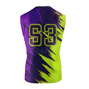 Ensemble de maillots de basket-ball sublimés personnalisés, violet, vert lime, 53, évacuation de l'humidité, unisexe, adulte, sans manches, coupe athlétique - Product Image 2