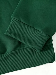 Sweat-shirt unisexe à col rond surdimensionné, vert uni, en coton tricoté, décontracté, pour l'automne, coupe classique - Product Image 2