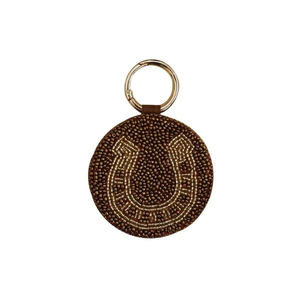 Llavero clásico adornado hecho a mano y duradero con bordado de cuentas de semillas, anillo de metal dorado, colgante para bolso con inicial, estilo boutique - Product Image 4