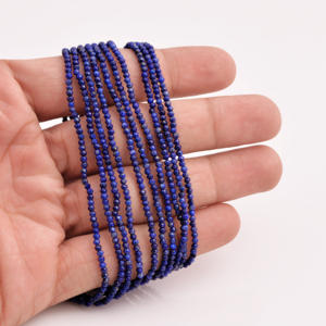 Cuentas facetadas de lapislázuli natural de 2 mm para la elaboración de joyería fina con piedras preciosas - Product Image 3