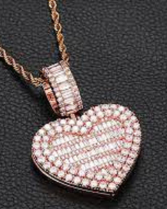 Baguette Moissanite Heart Pendant Hip Hop Pendant Iced Out 925 Silver Pendant Rapper Bling Pendant Locket Pendant Gift For Her - Product Image 1