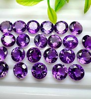 Lot de pierres précieuses naturelles d'améthyste violette, taille brillant rond, 4-14 mm, calibrées, qualité AAA, facettées, pour la fabrication de bijoux HASNAIN