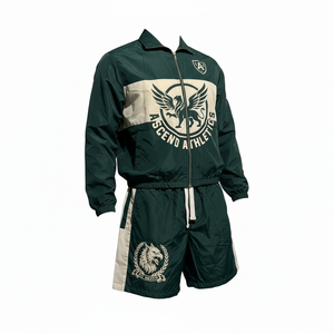 Sustainable Lightweight Printed <b>Summer</b> Casual Track Suit Breathable Nylon Zip Windbreaker <b>Jacket</b> Shorts Crinkle 2-Piece - Product Image 5