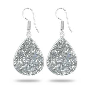 Genuine Pyrite Druzy Gemstone Silver Plated Brass Dangle Earrings Cute Party Handmade <b>Jewelry</b> Best Price - Product Image 4