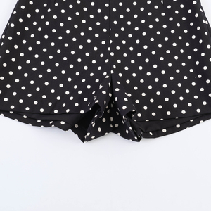 Shorts de Cintura Alta para Mujer, Falda Pantalón, Color Sólido, Diseño de Puntos, Estilo Casual, Tejido Elástico, Corte Regular - Product Image 5