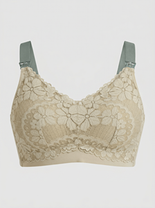 Sujetador de lactancia Bmama Green Plus Size, sin aros, con encaje, copa completa, para maternidad, copas C y E - Product Image 3