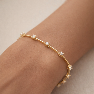 10K Solid Gold Diamond Tennis Bracelet <b>Infinity</b> Design Minimalist Luxury Engagement & Wedding Jewelry - Product Image 1