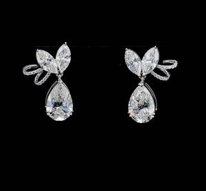 Pendientes de Lujo para Mujer Shivay Star Diamond, con Piedras Laterales de Fantasía Cultivadas en Laboratorio, Pureza 999, Corte Pera, Chapados en Rodio y Oro, 7-8g, para Aniversario - Product Image 1