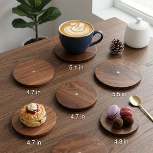 Handcrafted Brown Acacia Magnetic Stacking Coasters | Quiet Luxury Sculptural <b>Desk</b> Decor | Japandi Functional Art Executive Gift - Product Image 4