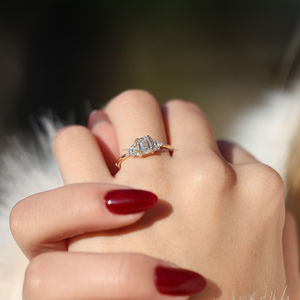 Igi/gia แล็บตัดเพชรวินเทจ14K สีเหลืองแหวนแต่งงาน/งานหมั้นใส่ได้ทั้งชายและหญิงสีขาวทองคุณภาพดีสำหรับงานปาร์ตี้ครบรอบ-คุ้มค่า - Product Image 4