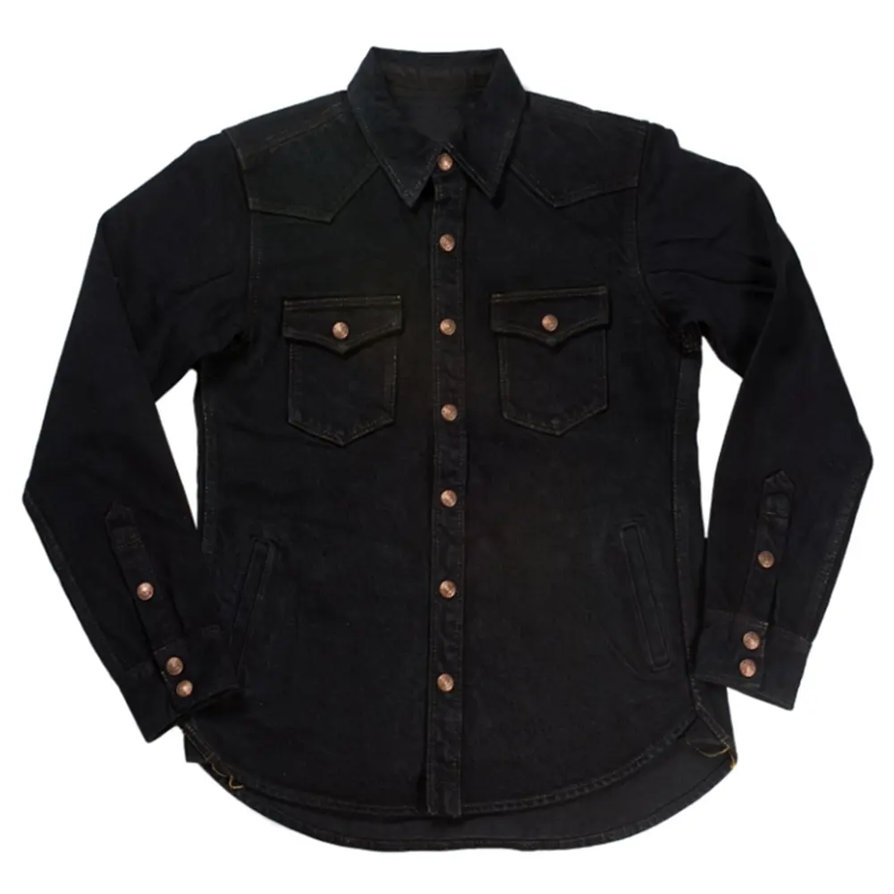 Chemise en jean à manches longues pour hommes, pur coton, col rabattu, hauts décontractés, vêtements boutonnés pour hommes avec logo personnalisé