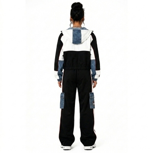 Women's Oversized Street Style Denim Panel Slim Fit Jacket Pants Two Piece <b>Set</b> Cartoon Track <b>set</b> Loose Fit Full Length Track <b>Set</b> - Product Image 4