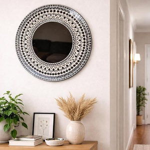 Miroir mural en mosaïque, forme ronde, cadre transparent, décoration murale pour la maison, la salle de bain, la chambre à coucher, prix le plus bas, meilleur produit, respectueux de l'environnement - Product Image 4