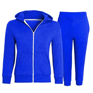 Ensemble de survêtement unisexe bleu à capuche zippé, coupe ajustée, couleur unie, avec pantalon et sweat-shirt longs à poches latérales, idéal pour l'été - Product Image 3